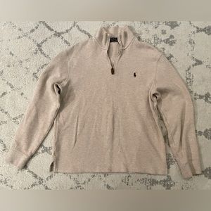 Ralph Lauren Men’s Cotton Quarter Zip Sweater in Beige